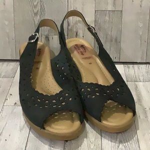 Spring step women’s black eyelet leather platform summer shoes size 40